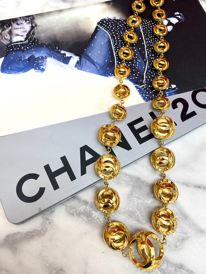 *CHANEL Chanel Coco Mark Ball Chain Necklace P16585V