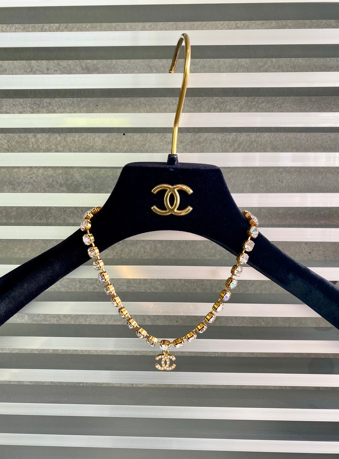 *CHANEL シャネル ココマーク ラインストーンネックレス P17627V