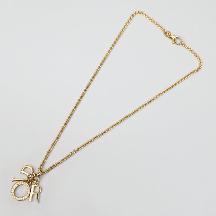 Christiandior Christian Dior Rhinestone 로고 긴 목걸이 P43505V