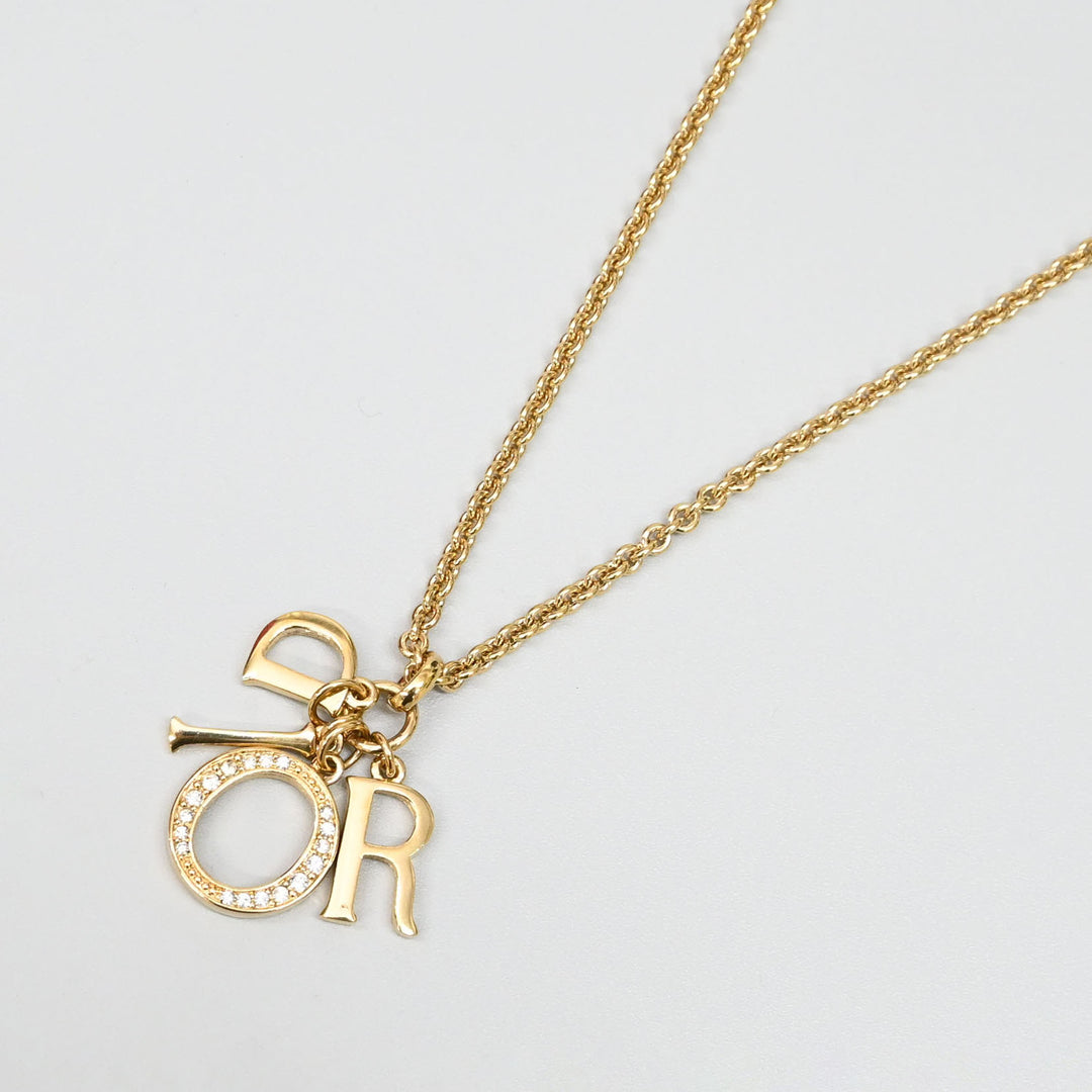 Christiandior Christian Dior Rhinestone 로고 긴 목걸이 P43505V