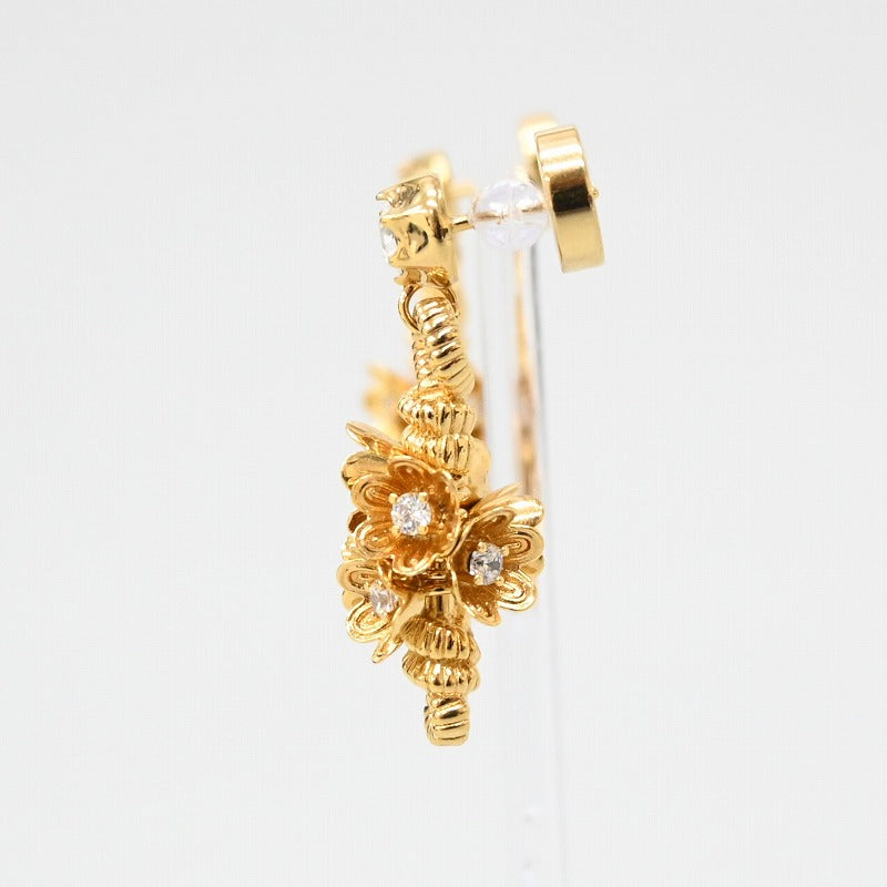 MIUMIU ピアス クリスタル付 フラワー ドロップ