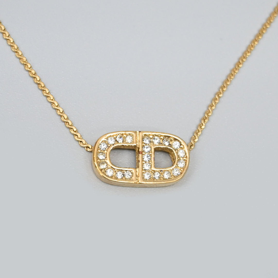 Christiandior Christian Dior Rhinestone CD 로고 목걸이 P43688V