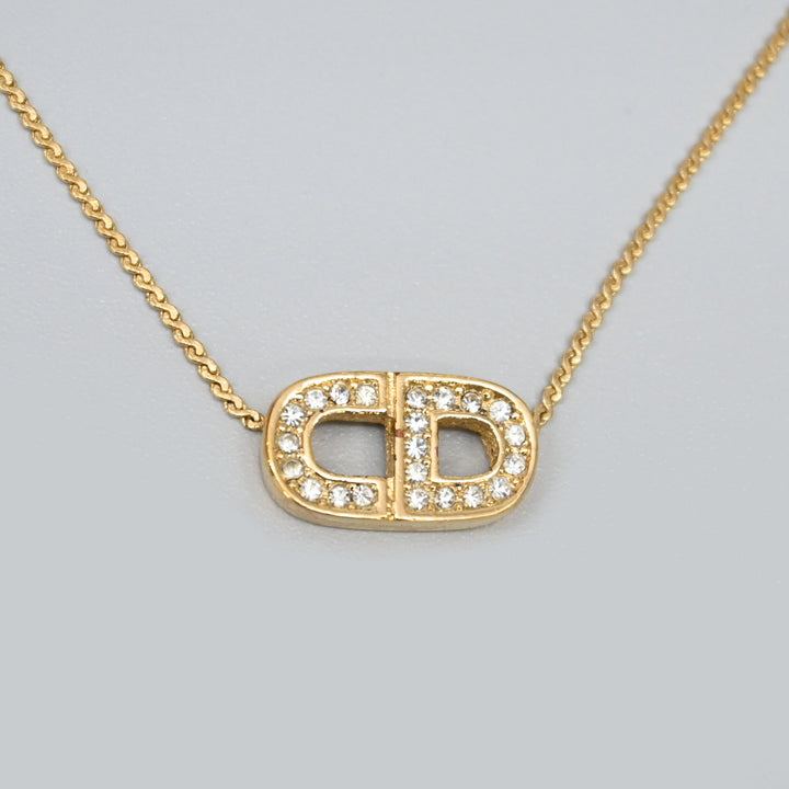 Christiandior Christian Dior Rhinestone CD 로고 목걸이 P43688V