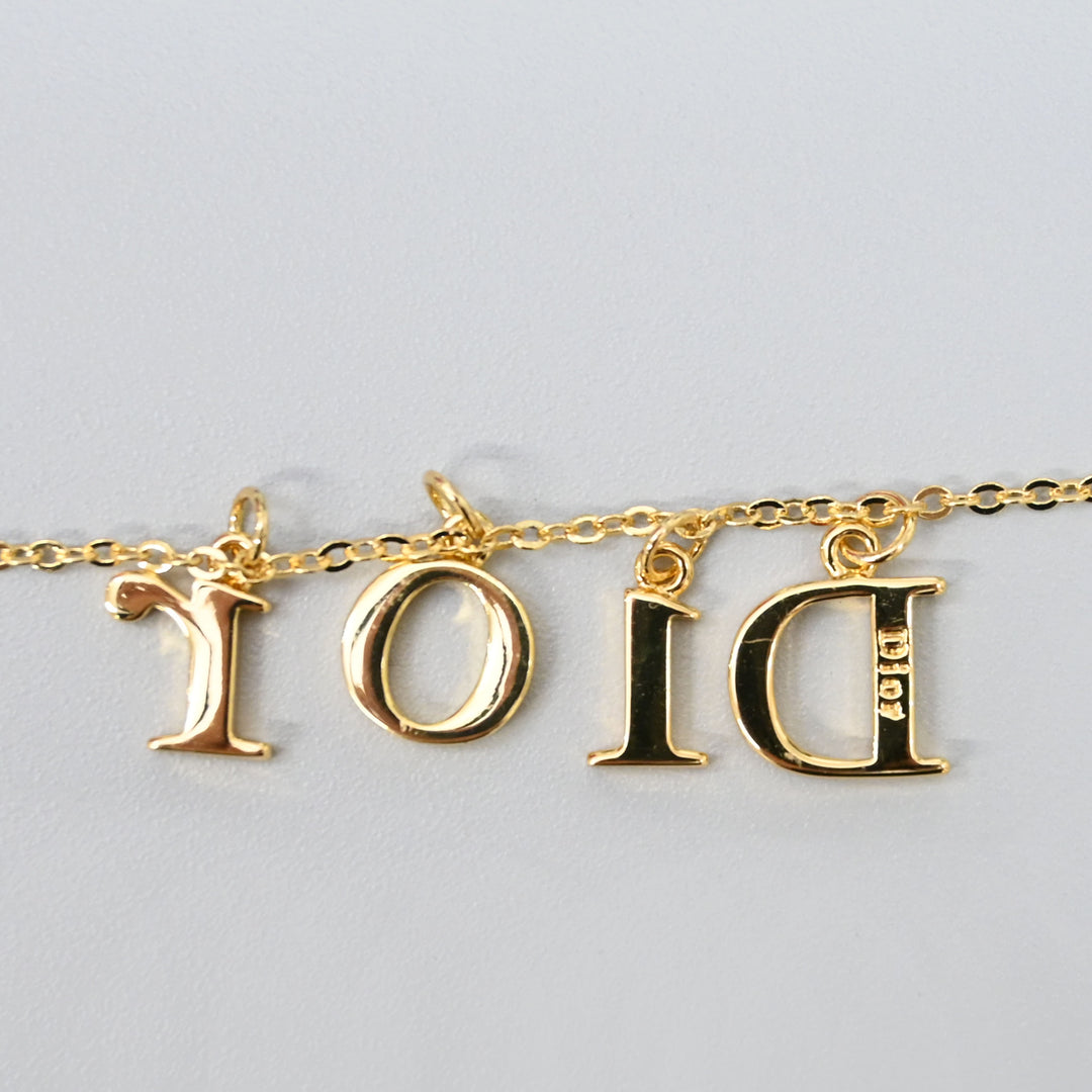 Christian Dior DIOR Logo Line Stone Necklace P44323V