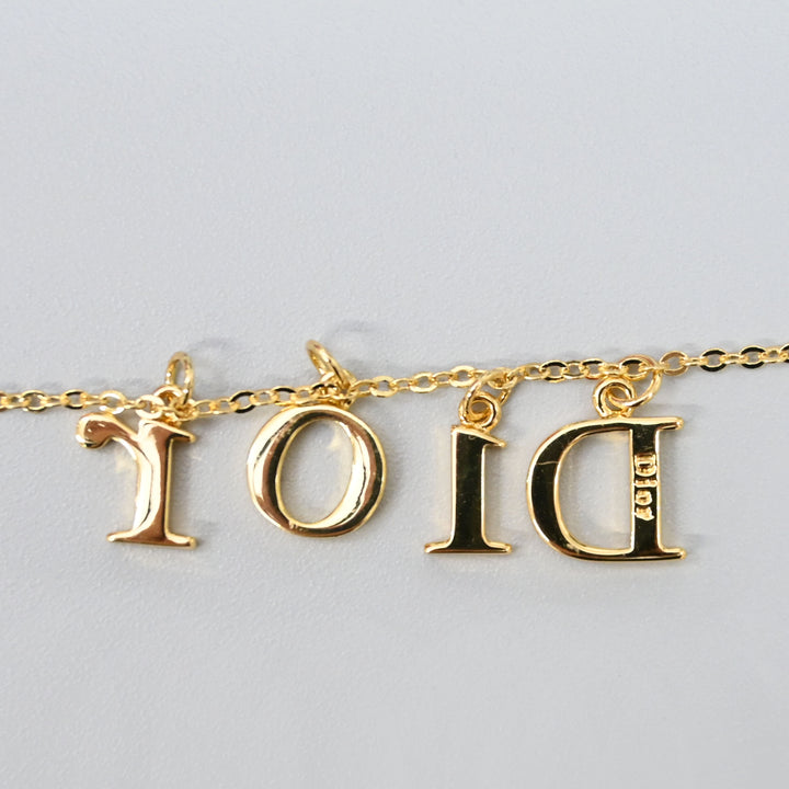 Christian Dior DIOR Logo Line Stone Necklace P44323V