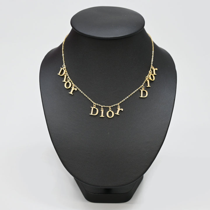 Christian Dior DIOR Logo Line Stone Necklace P44323V