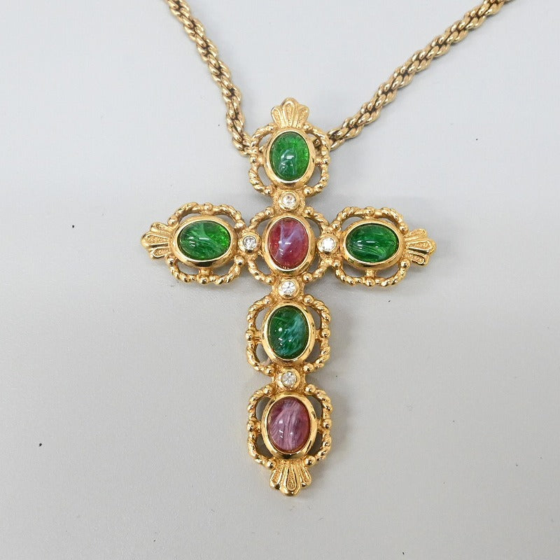Christian Dior 목걸이 컬러 스톤 크로스