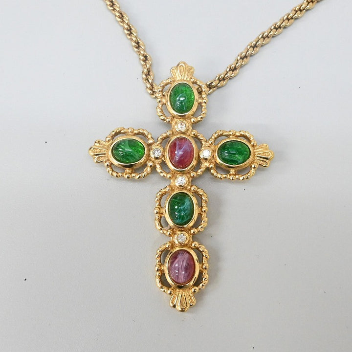 Christian Dior 목걸이 컬러 스톤 크로스