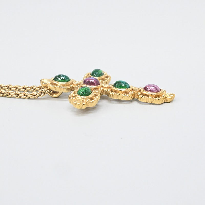 Christian Dior 목걸이 컬러 스톤 크로스