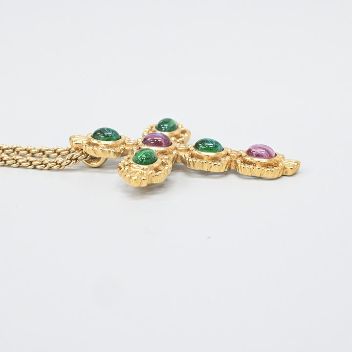 Christian Dior 목걸이 컬러 스톤 크로스
