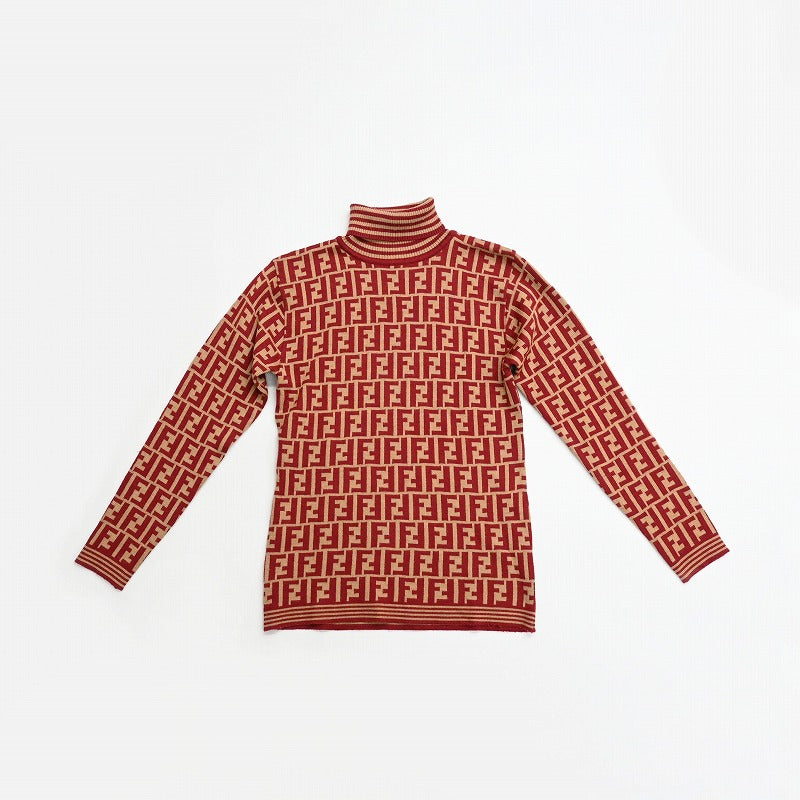 【希少】FENDI mare ズッカ柄 ロゴジャガードニットTシャツ 赤 M〜L FENDI – VINTAGE SELECT SHOP MAISON DE VII（メゾンドヴィ）