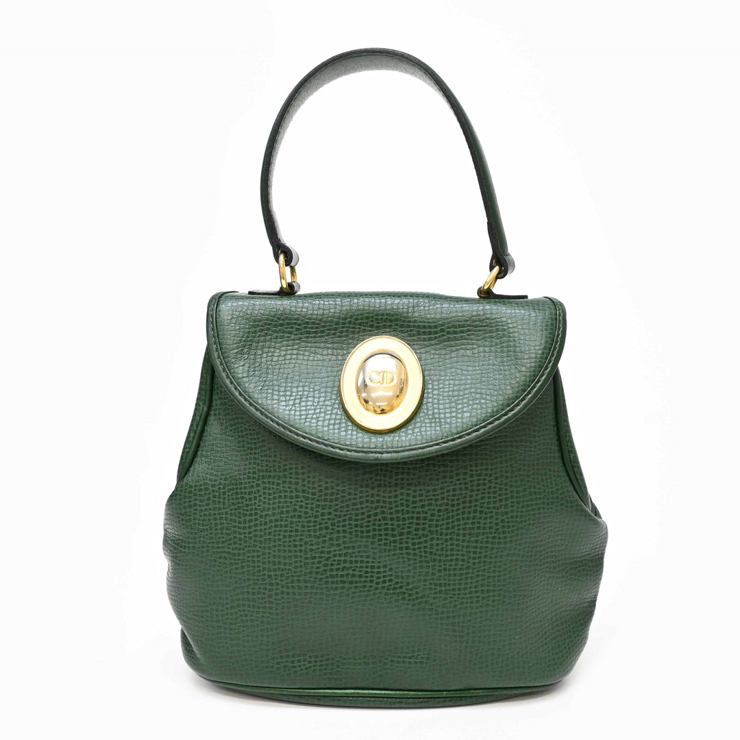 *Christian Dior クリスチャンディオール オーバルロゴ金具 ハンドバッグ P8114V