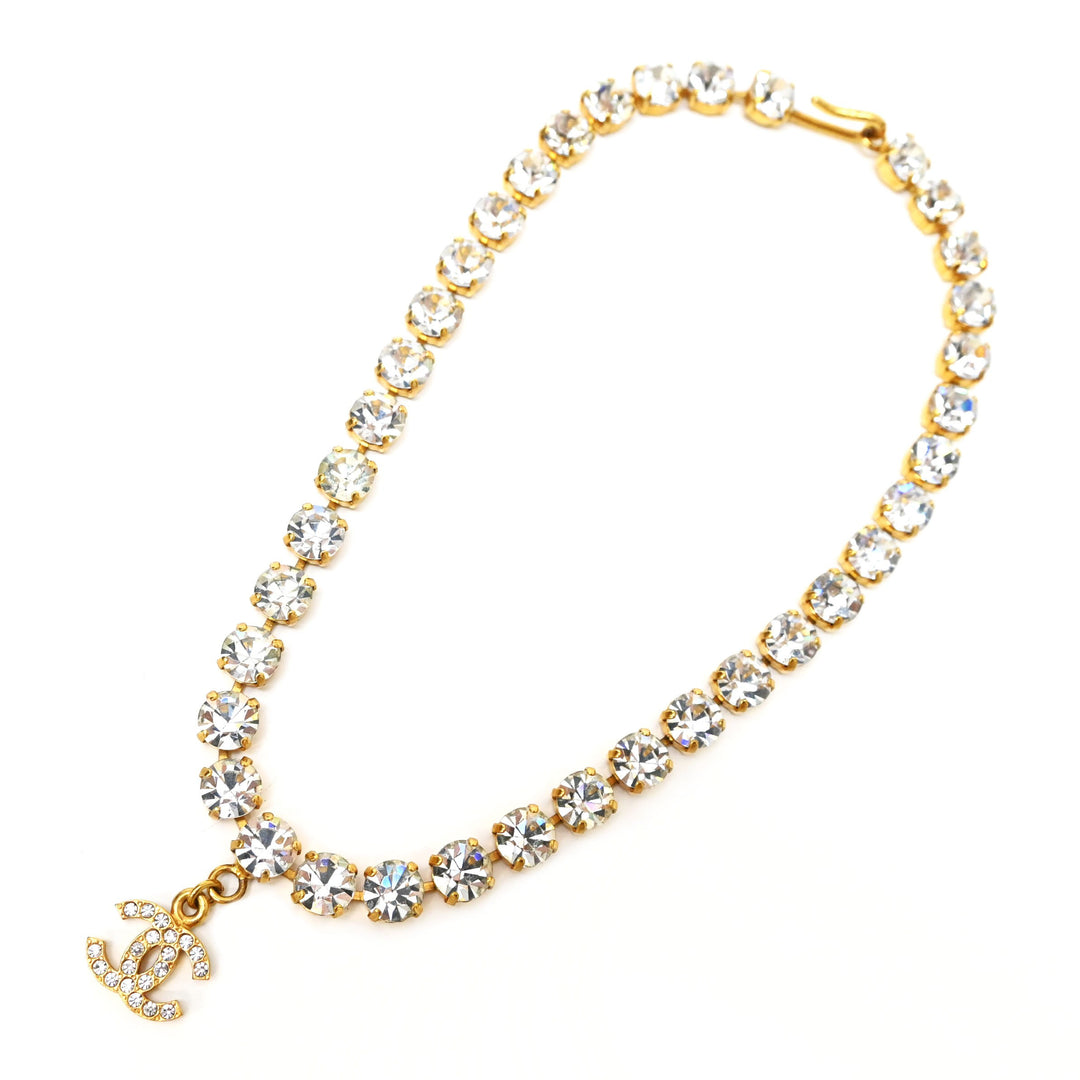 *CHANEL シャネル ココマーク ラインストーンネックレス P17627V