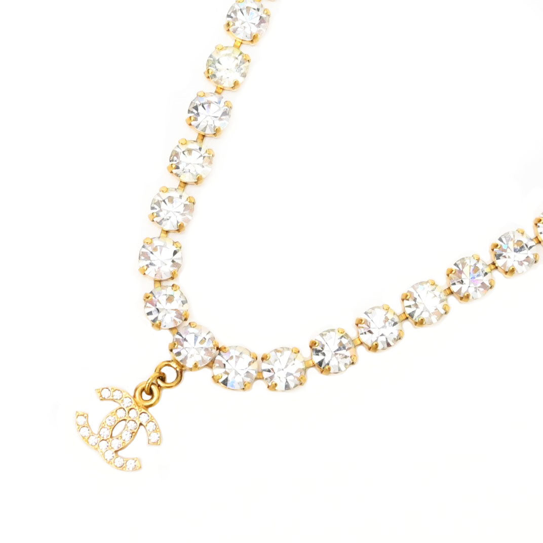 *CHANEL シャネル ココマーク ラインストーンネックレス P17627V
