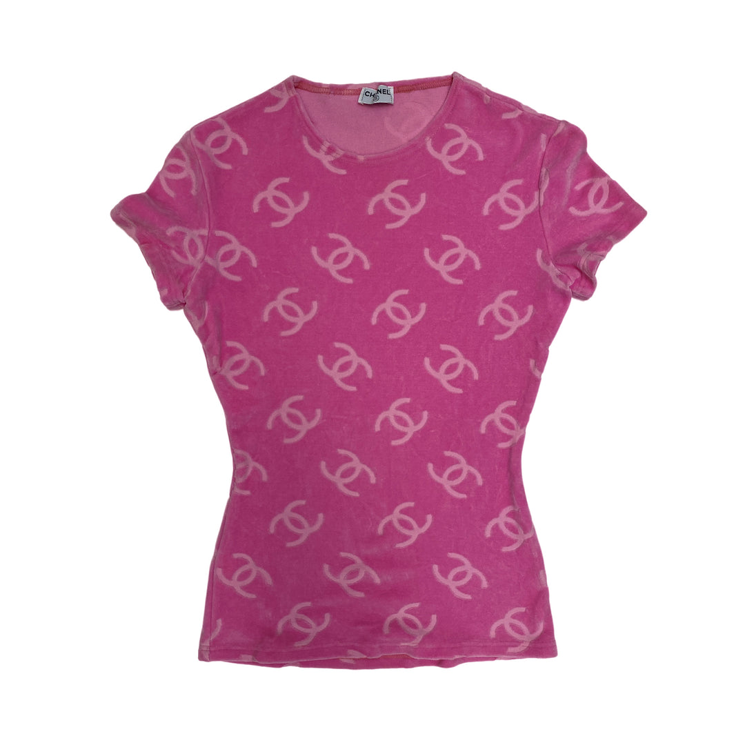 *CHANEL Chanel T -shirt Velour Coco Coco Mark