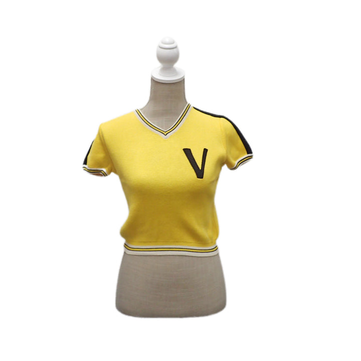 *GIANNI VERSACE ジャンニヴェルサーチ COUTURE クチュール Vネック ワッペン ニット