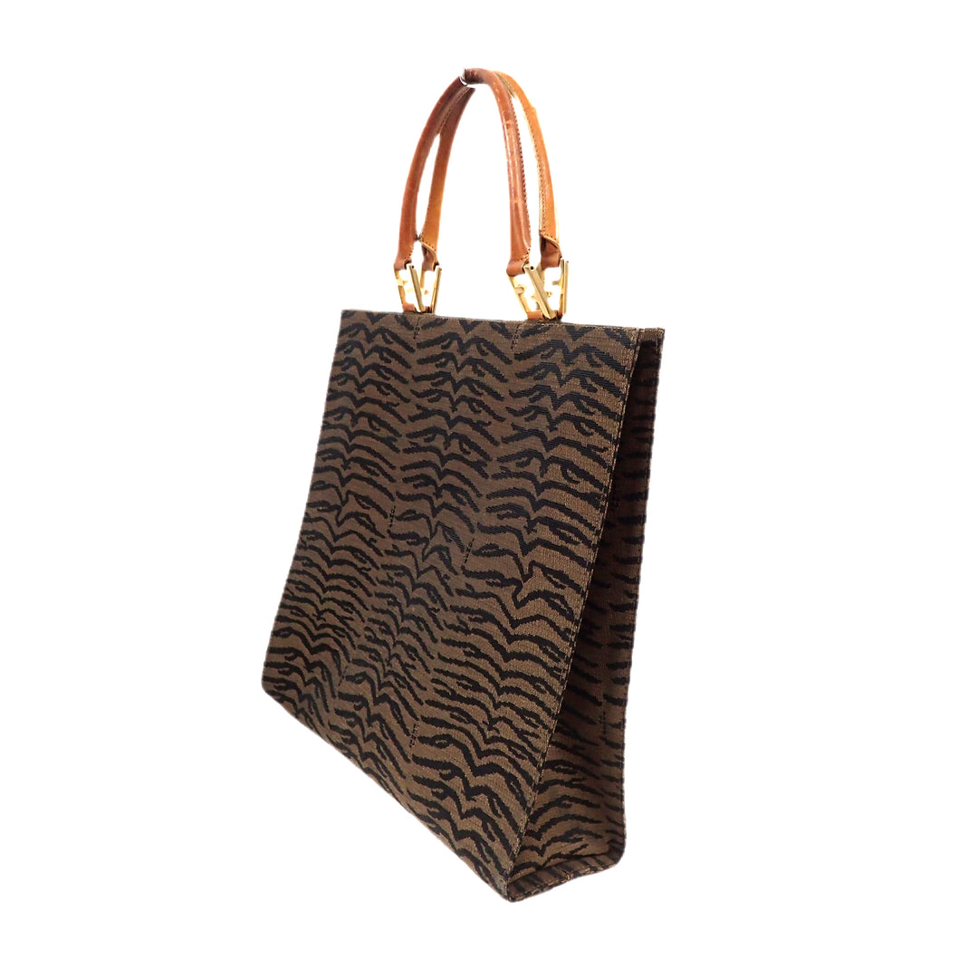 *FENDI Zebra Pattern Tote Bag