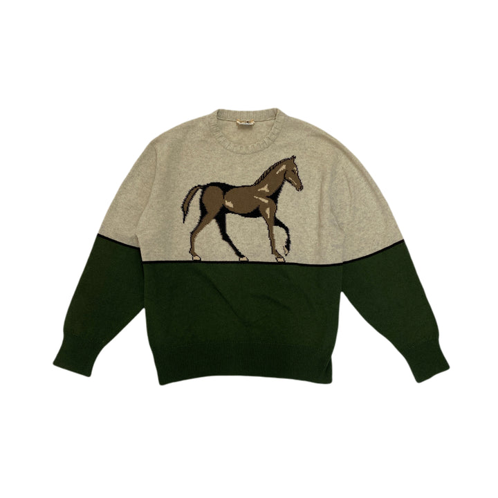 *HERMES エルメス ニット セーター 馬 カシミヤ100％