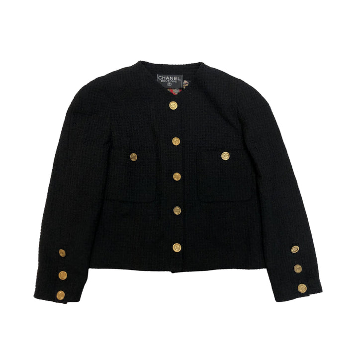 *CHANEL Jacket Blouse 2 Points Set Tweed Coco Mark 26509