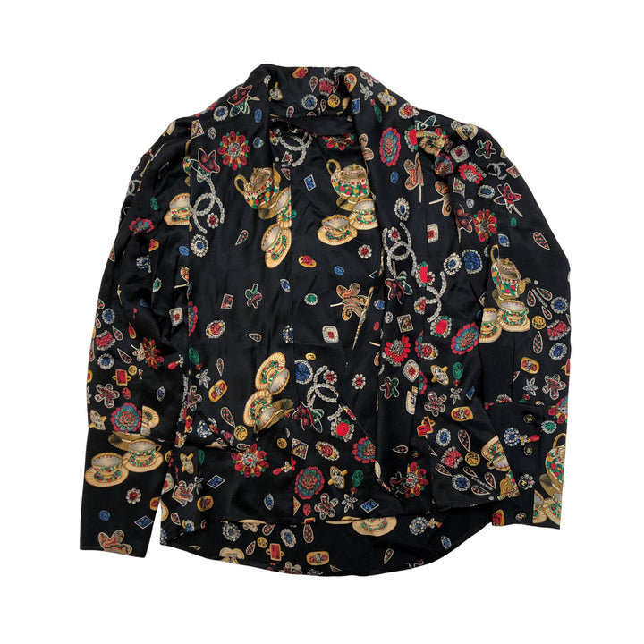 *CHANEL Jacket Blouse 2 Points Set Tweed Coco Mark 26509