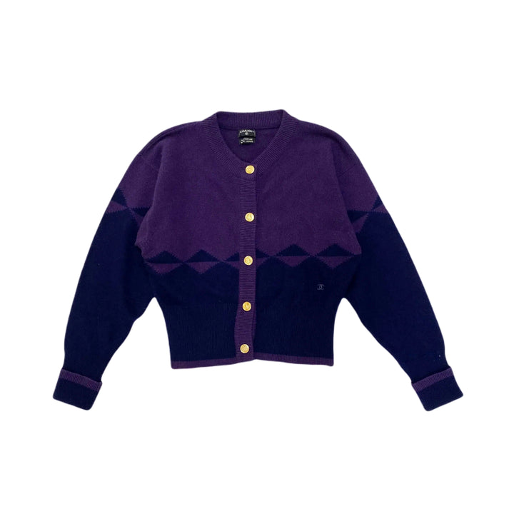 * Chanel Cardigan Knit Coco Mark Cashmere 100%