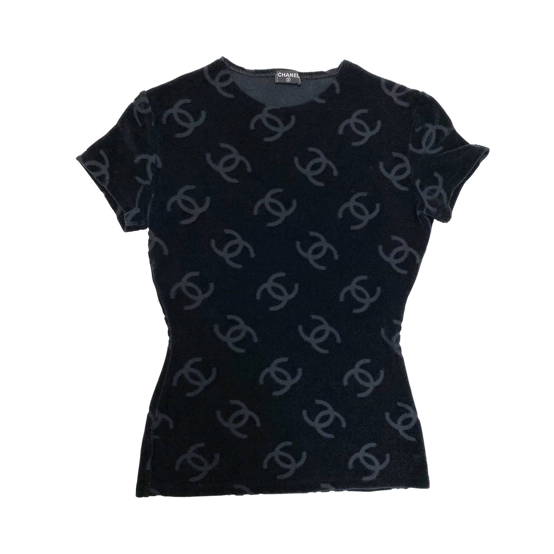 *CHANEL Chanel T -shirt Velour Coco Coco Mark
