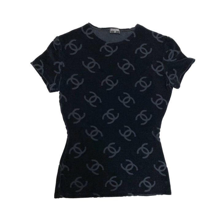 *CHANEL Chanel T -shirt Velour Coco Coco Mark